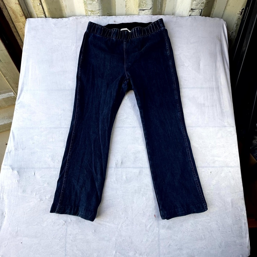 Soft Surroundings Pull On Jeans Womens Petite Large Blue Denim Straight Leg